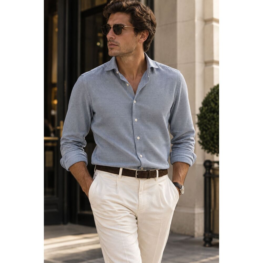 SuitSupply Blue Long Sleeve Button Up Shirt Top   Mens Size 15.5 / 38
